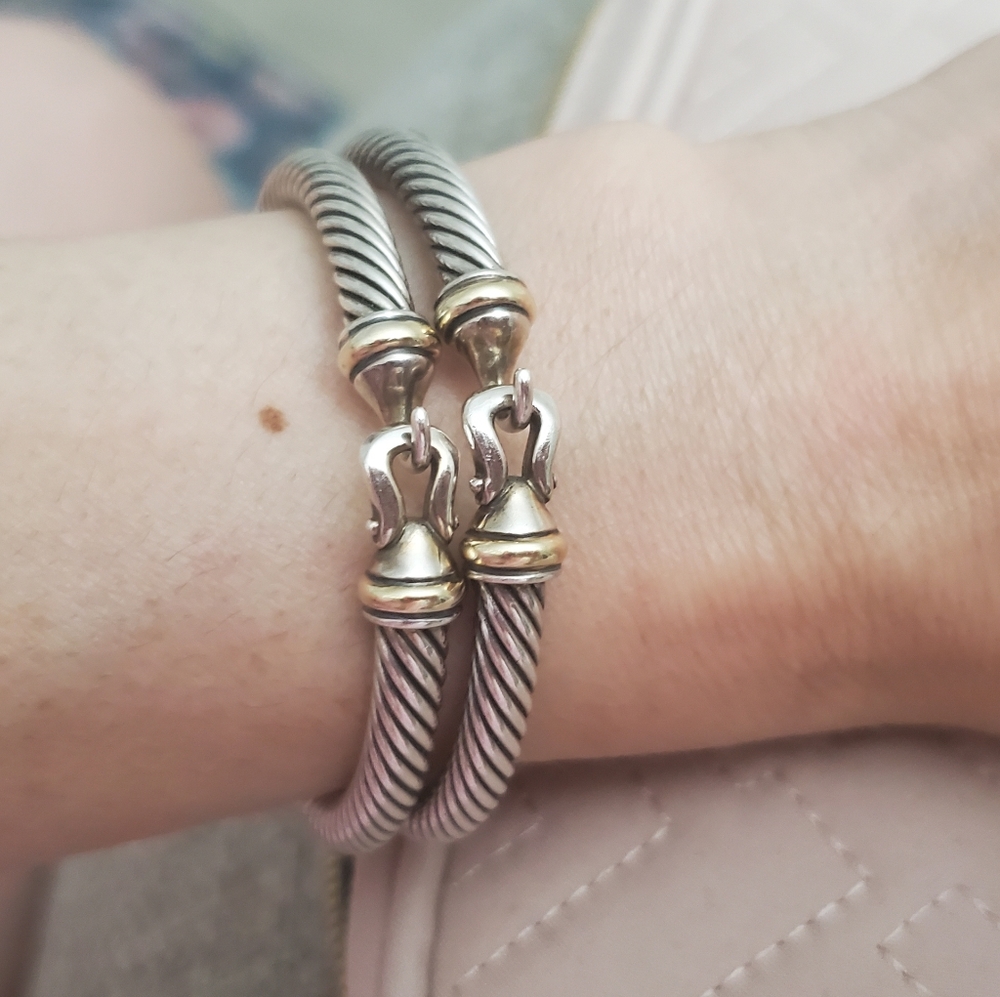 ONE David Yurman Buckle Classic Cable Bracelet SS with 18K gold…